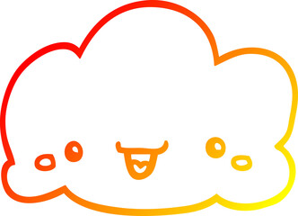 warm gradient line drawing cartoon cloud