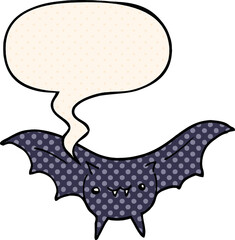 cartoon bat and speech bubble in comic book style