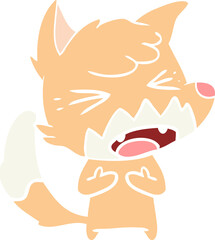 angry flat color style cartoon fox