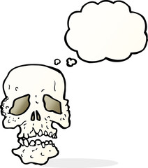 Obraz na płótnie Canvas cartoon skull with thought bubble