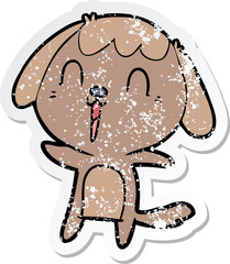 distressed sticker of a cute cartoon dog