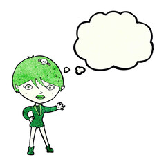 cartoon vampire girl with thought bubble