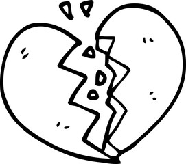 line drawing cartoon broken heart
