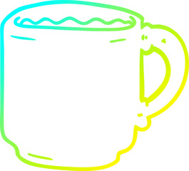 cold gradient line drawing cartoon coffee mug