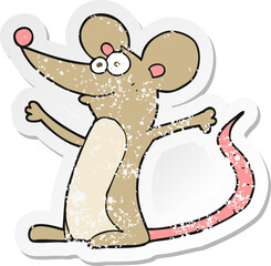 retro distressed sticker of a cartoon mouse