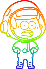 rainbow gradient line drawing cartoon surprised astronaut