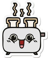 sticker of a cute cartoon of a toaster