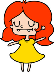 cartoon of cute kawaii girl