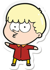 Obraz premium sticker of a cartoon curious boy