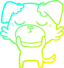 cold gradient line drawing cute cartoon dog