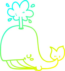 cold gradient line drawing cartoon whale