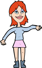 cartoon woman making hand gesture