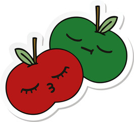 sticker of a cute cartoon juicy apple