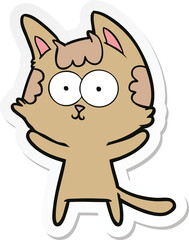sticker of a happy cartoon cat