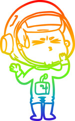 rainbow gradient line drawing cartoon stressed astronaut