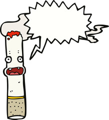 cartoon cigarette with speech bubble