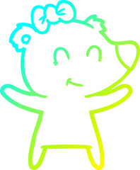 cold gradient line drawing female bear cartoon