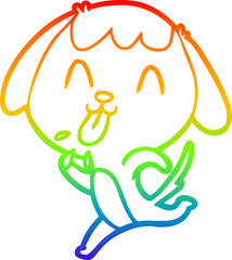 rainbow gradient line drawing cute cartoon dog