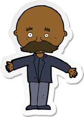 sticker of a cartoon bald man with open arms