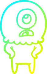 cold gradient line drawing cartoon cyclops alien spaceman