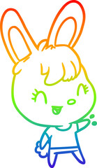 rainbow gradient line drawing cute rabbit
