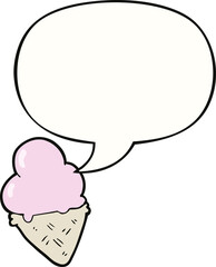 cartoon ice cream and speech bubble