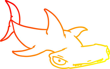warm gradient line drawing cartoon hammerhead shark