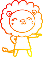 warm gradient line drawing cartoon lion