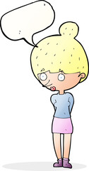cartoon woman staring with speech bubble