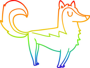 rainbow gradient line drawing cartoon husky