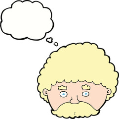 Fototapeta premium cartoon man with mustache with thought bubble