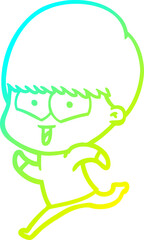 cold gradient line drawing cartoon happy boy