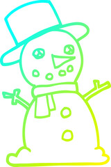 cold gradient line drawing cartoon traditional snowman