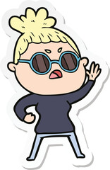 sticker of a cartoon annoyed woman