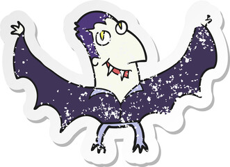 retro distressed sticker of a cartoon vampire