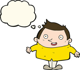 cartoon happy man with thought bubble