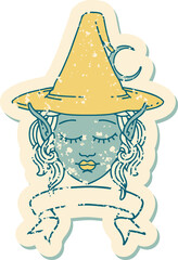 elf mage character face with banner illustration