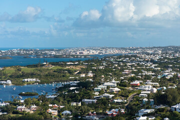 Fototapeta na wymiar View of Hamilton from Bermuda's Gibbs Hill lighthouse