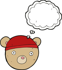 cartoon teddy bear hat with thought bubble