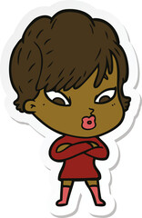 sticker of a cartoon woman