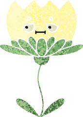 retro illustration style cartoon flower
