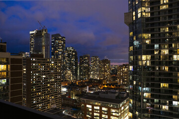 Fototapeta na wymiar View on Skyscrapers at Night in Downtown Toronto Ontario Canada