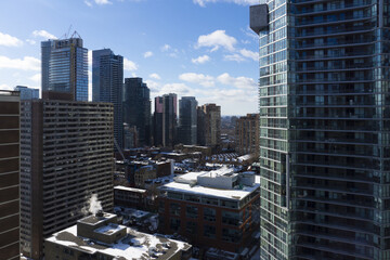 Fototapeta premium View from Hotel Room on Skyscrapers in Toronto Ontario Canada in Winter
