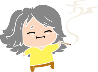 cartoon of cute kawaii old woman