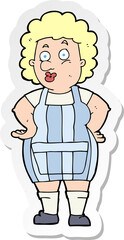 sticker of a cartoon woman in kitchen apron