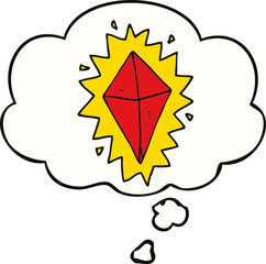 cartoon diamond and thought bubble