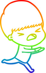 rainbow gradient line drawing cartoon stressed man