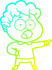 cold gradient line drawing cartoon man gasping in surprise