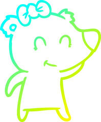 cold gradient line drawing female bear cartoon