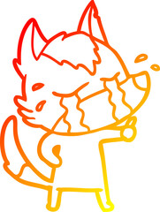 warm gradient line drawing cartoon crying wolf